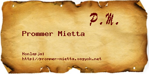 Prommer Mietta névjegykártya
